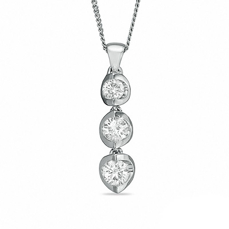Previously Owned - 0.50 CT. T.W.  Canadian Diamond Three Stone Pendant in 14K White Gold - 17"|Peoples Jewellers