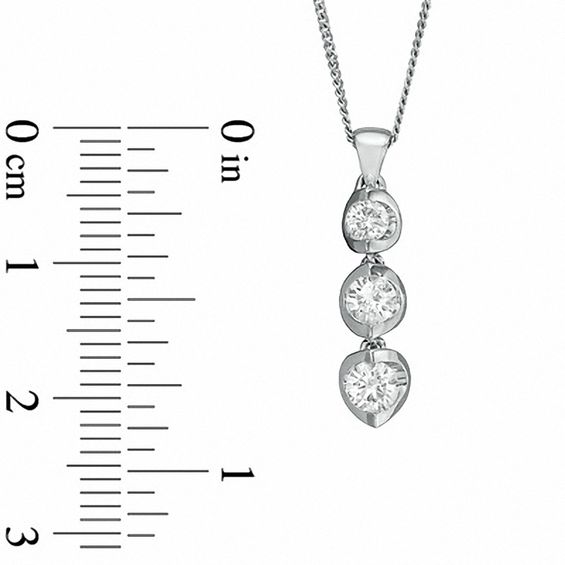 Previously Owned - 0.50 CT. T.W.   Diamond Three Stone Pendant in 14K White Gold - 17"