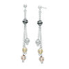 Previously Owned - Beaded Dangle Drop Earrings in Tri-Tone Sterling Silver and Black Ruthenium