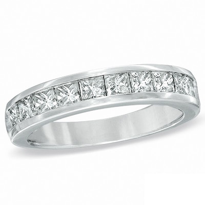 Previously Owned - 1.00 CT. T.W.   Princess-Cut Diamond Band in 14K White Gold (I/I1)