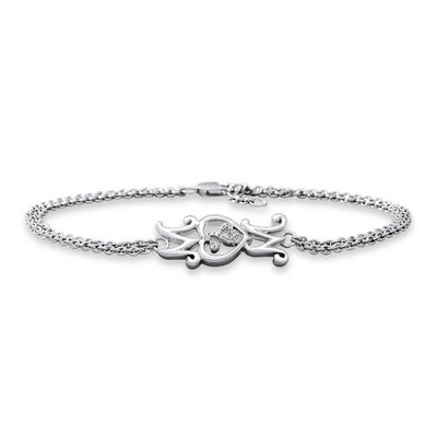 Previously Owned - Open Hearts Family by Jane Seymour™ Diamond Accent Sideways "MOM" Bracelet in Sterling Silver - 6.25"