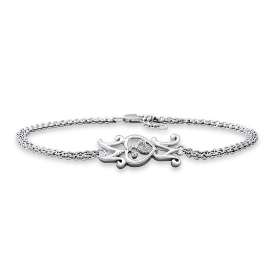 Previously Owned - Open Hearts Family by Jane Seymour™ Diamond Accent Sideways "MOM" Bracelet in Sterling Silver - 6.25"