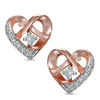 Previously Owned - 0.10 CT. T.W. Diamond Woven Heart Stud Earrings in 10K Rose Gold