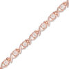 Thumbnail Image 0 of Previously Owned - Morganite "XO" Bracelet in Sterling Silver with 18K Rose Gold Plate - 7.25"