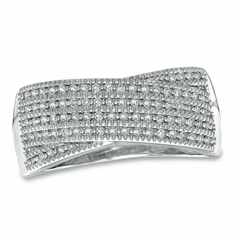 Previously Owned - 0.23 CT. T.W. Diamond Multi-Row Crossover Band in Sterling Silver|Peoples Jewellers