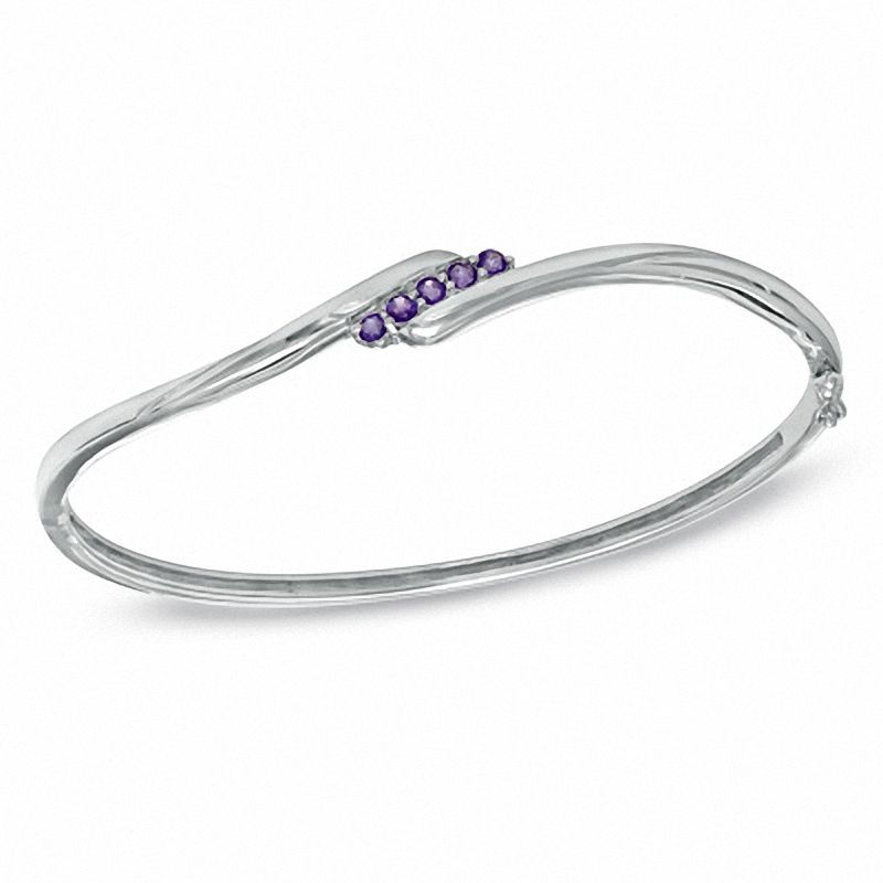 Previously Owned - Amethyst Bypass Bangle in Sterling Silver|Peoples Jewellers