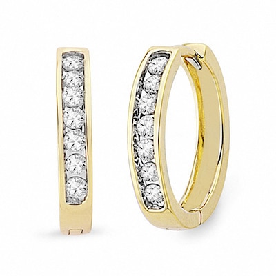 Previously Owned - 0.50 CT. T.W. Diamond Hoop Earrings in 10K Gold