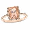 Previously Owned - Cushion-Cut Morganite and 0.17 CT. T.W. Diamond Frame Ring in 10K Rose Gold