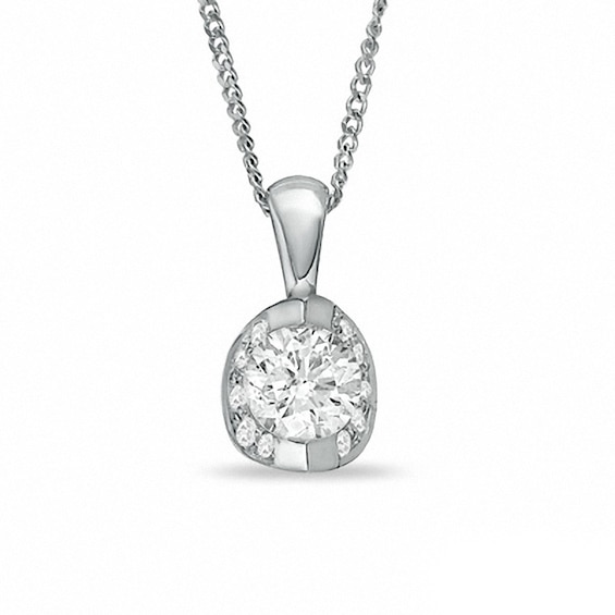 Previously Owned - 0.50 CT. T.W.  Diamond Pendant in 14K White Gold - 17"