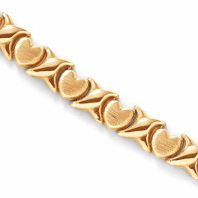 Previously Owned - X and Heart Stampato Bracelet in 10K Two-Tone Gold