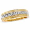 Thumbnail Image 1 of Previously Owned - Men's 0.25 CT. T.W. Diamond Channel Milgrain Band in 14K Two-Tone Gold