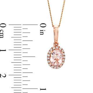 Previously Owned - Oval Morganite and 0.09 CT. T.W. Diamond Frame Pendant in 10K Rose Gold