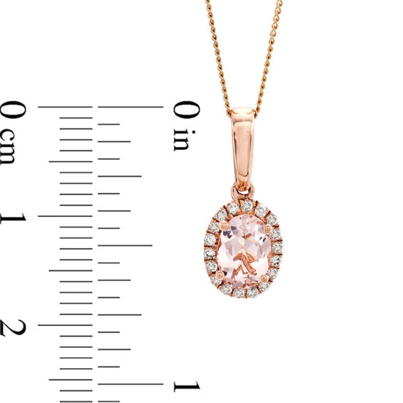 Previously Owned - Oval Morganite and 0.09 CT. T.W. Diamond Frame Pendant in 10K Rose Gold