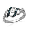 Thumbnail Image 1 of Previously Owned - 0.25 CT. T.W. Enhanced Blue and White Diamond Cascading Bypass Ring in Sterling Silver