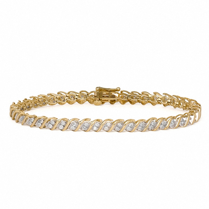 Previously Owned - 1.50 CT. T.W. Diamond Cascading Tennis Bracelet in 10K Gold - 7.25"