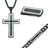 Thumbnail Image 0 of Previously Owned - Men's Pendant, ID Bracelet and Money Clip Set in Tri-Tone Stainless Steel - 24"