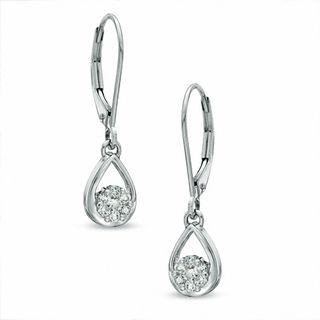 Previously Owned - 0.20 CT. T.W. Diamond Cluster Teardrop Earrings in 10K White Gold