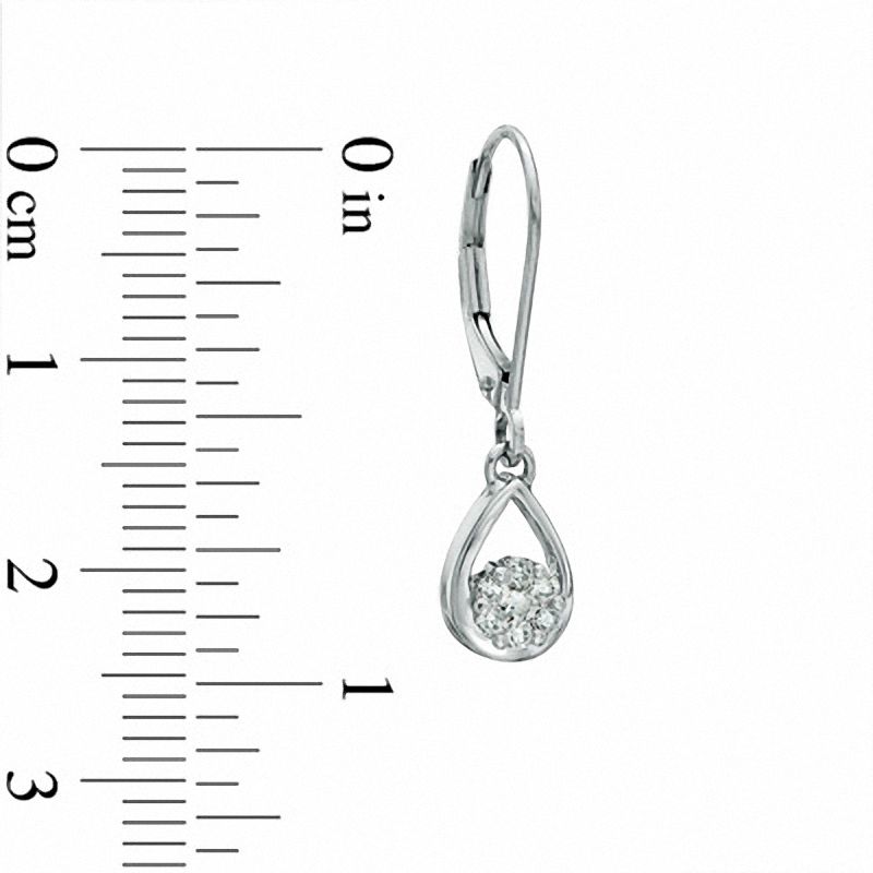 Main Image 2 of Previously Owned - 0.20 CT. T.W. Diamond Cluster Teardrop Earrings in 10K White Gold