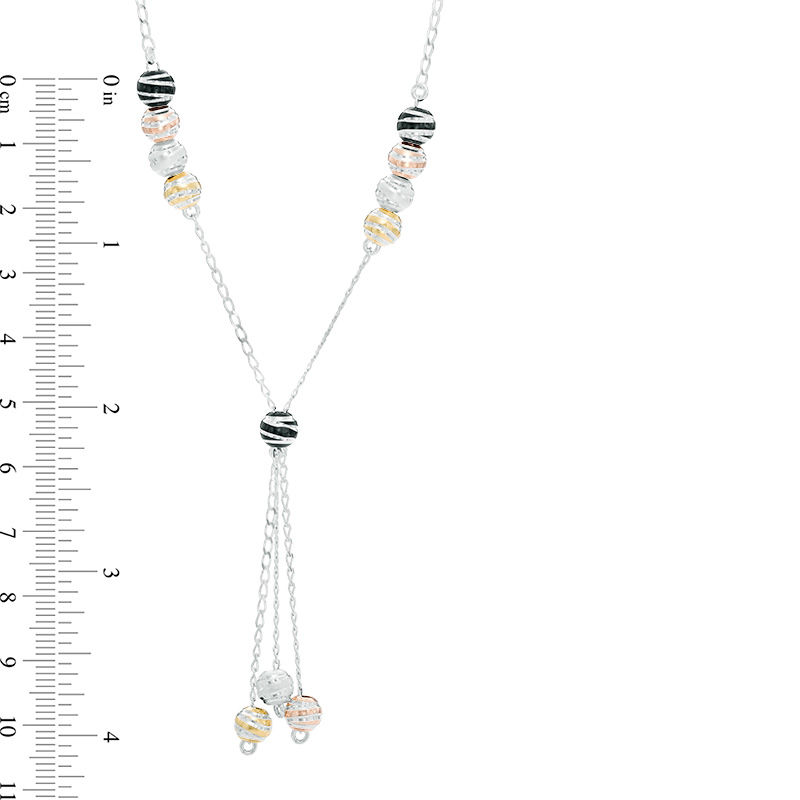 Previously Owned - Bead Lariat Necklace in Tri-Tone Sterling Silver and Black Ruthenium|Peoples Jewellers