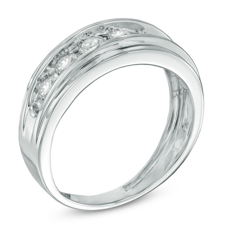 Main Image 2 of Previously Owned - Men's 1.00 CT. T.W. Diamond Comfort Fit Anniversary Band in 10K White Gold