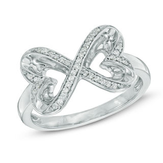 Previously Owned -  0.10 CT. T.W. Diamond Heart-Shaped Infinity Ring in Sterling Silver