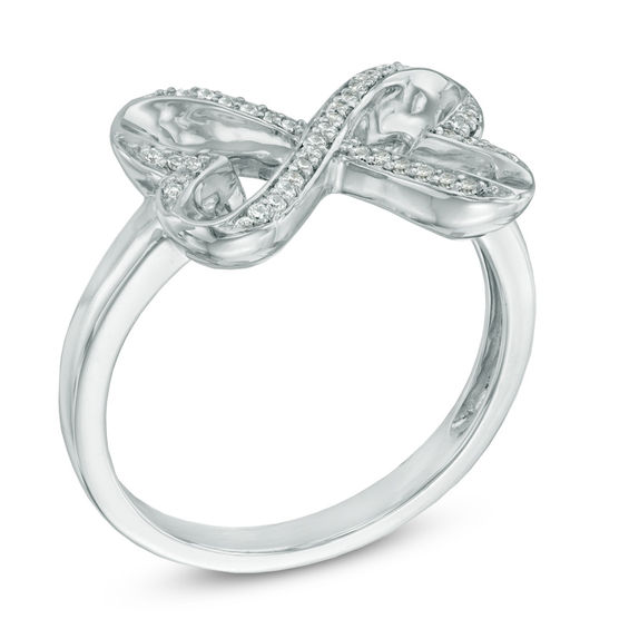 Previously Owned -  0.10 CT. T.W. Diamond Heart-Shaped Infinity Ring in Sterling Silver