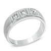 Thumbnail Image 1 of Previously Owned - Men's 0.23 CT. T.W. Diamond Comfort Fit Three Stone Ring in 10K White Gold