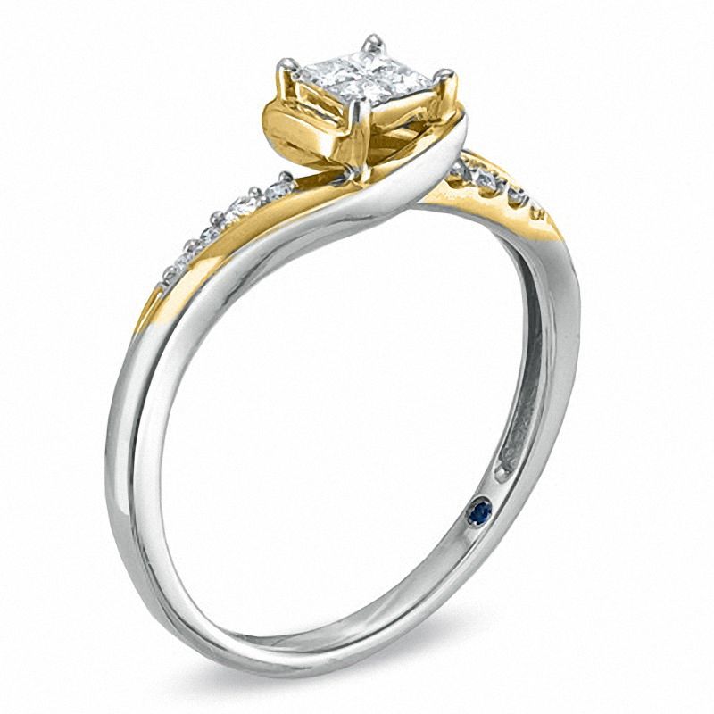 Main Image 2 of Previously Owned - Cherished Promise Collection™ 0.20 CT. T.W. Princess-Cut Diamond Promise Ring in 10K Two-Tone Gold