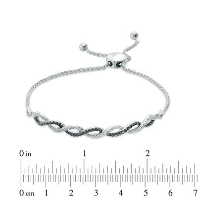 Previously Owned - 0.50 CT. T.W. Enhanced Black and White Diamond Intertwined Bolo Bracelet in Sterling Silver - 8.75"