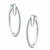 Thumbnail Image 0 of Previously Owned - 0.20 CT. T.W. Diamond Hoop Earrings in Sterling Silver