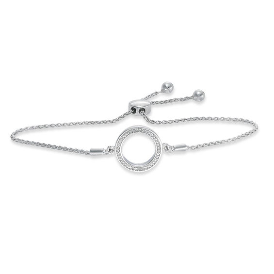 Previously Owned - Diamond Accent Circle Station Bolo Bracelet in Sterling Silver - 9.5"