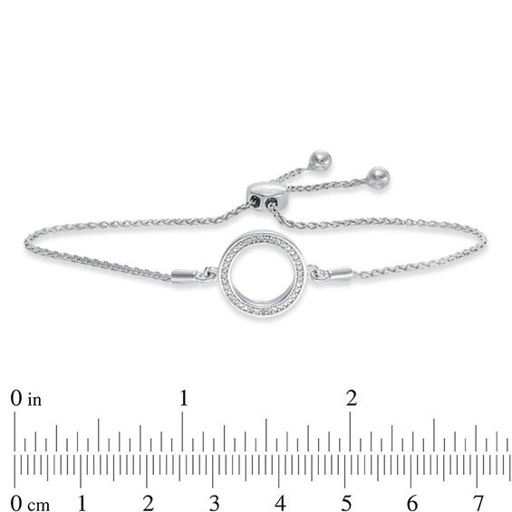 Previously Owned - Diamond Accent Circle Station Bolo Bracelet in Sterling Silver - 9.5"