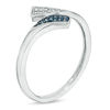 Previously Owned - Enhanced Blue and White Diamond Accent Bypass Ring in Sterling Silver