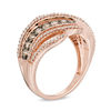 Thumbnail Image 1 of Previously Owned - 1.00 CT. T.W. Champagne and White Diamond Cascading Waves Ring in 10K Rose Gold