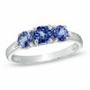 Thumbnail Image 1 of Previously Owned - Tanzanite and Diamond Accent Three Stone Ring in Sterling Silver