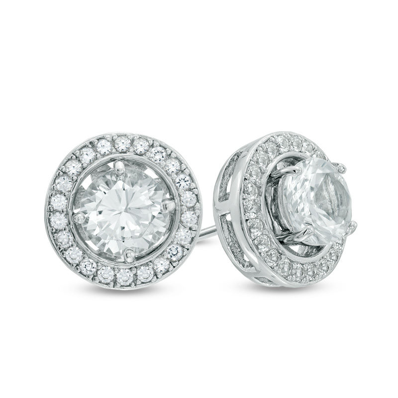 Previously Owned - Multi-Gemstone and Lab-Created  White Sapphire Frame Stud Earrings Set in Sterling Silver|Peoples Jewellers