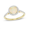Thumbnail Image 0 of Previously Owned - 7.0mm Opal and 0.13 CT. T.W. Diamond Frame Ring in 10K Gold