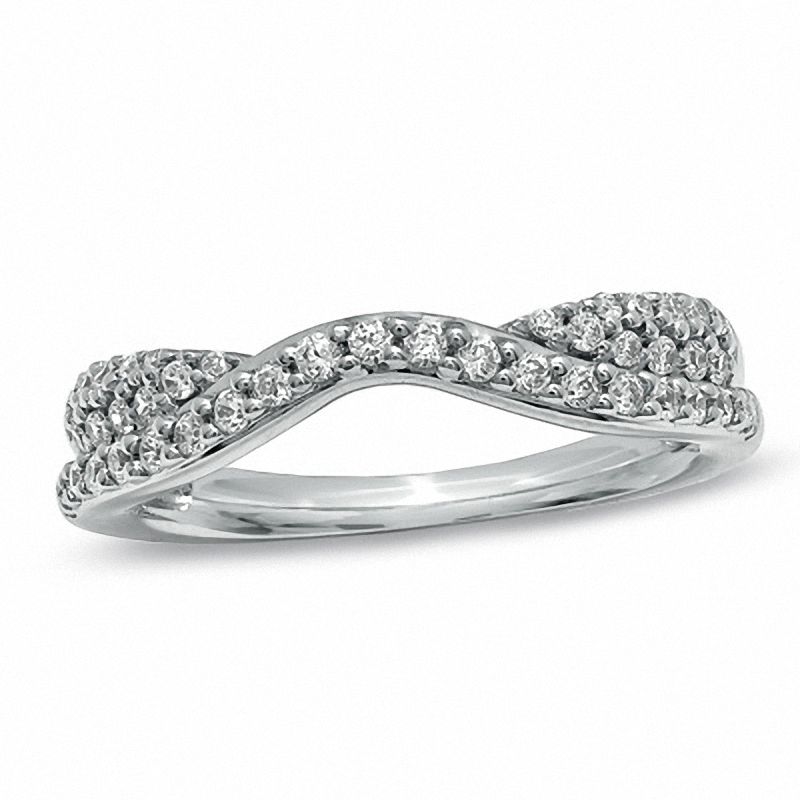 Previously Owned - 0.33 CT. T.W. Diamond Pavé Double Twist Contour Band in 14K White Gold|Peoples Jewellers