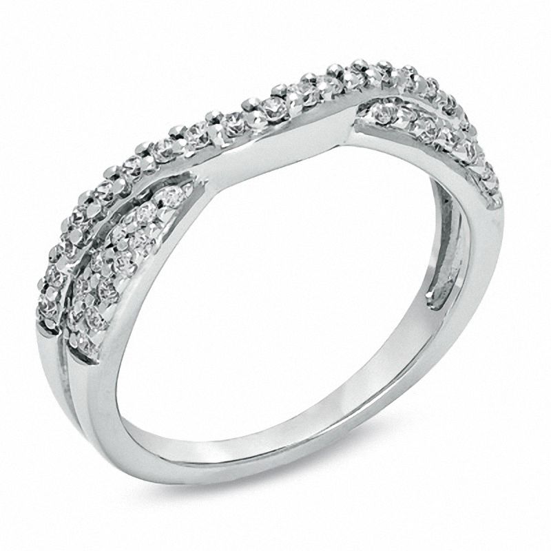 Previously Owned - 0.33 CT. T.W. Diamond Pavé Double Twist Contour Band in 14K White Gold