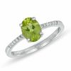 Thumbnail Image 0 of Previously Owned - Oval Peridot and Lab-Created White Sapphire Ring in Sterling Silver