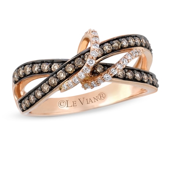 Previously Owned - Le Vian Chocolate Diamonds® 0.52 CT. T.W. Diamond Centre Loop Orbit Ring in 14K Strawberry Gold™