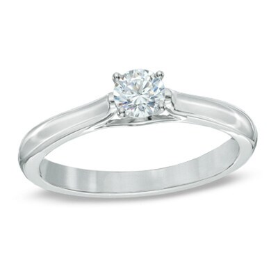 Previously Owned - Celebration  Fire™ 0.30 CT. Diamond Solitaire Ring in 14K White Gold (H-I/SI1-SI2)