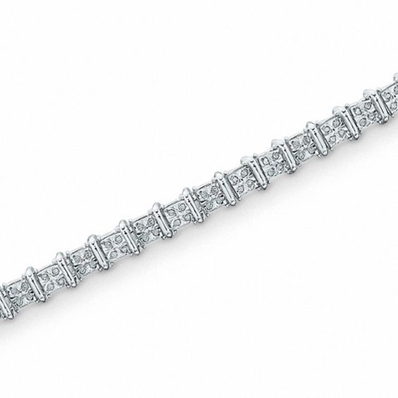 Previously Owned - 0.50 CT. T.W. Diamond Bar Bracelet in Sterling Silver