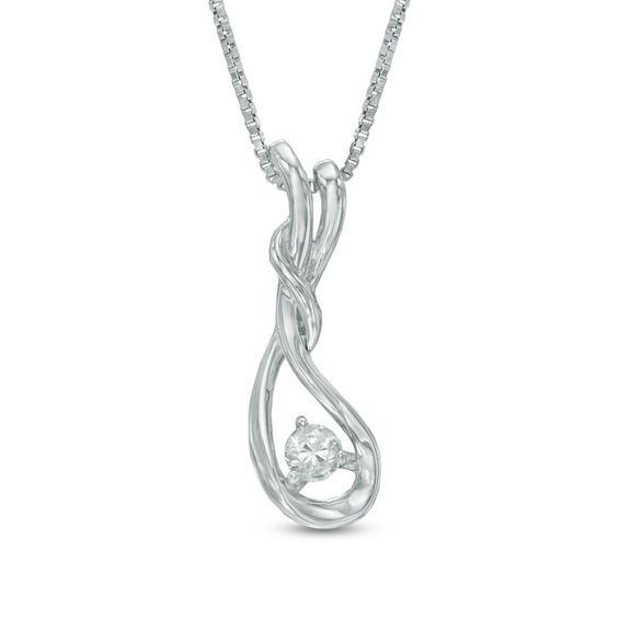 Previously Owned - 0.10 CT.   Diamond Cascading Teardrop Pendant in Sterling Silver (I/I2)