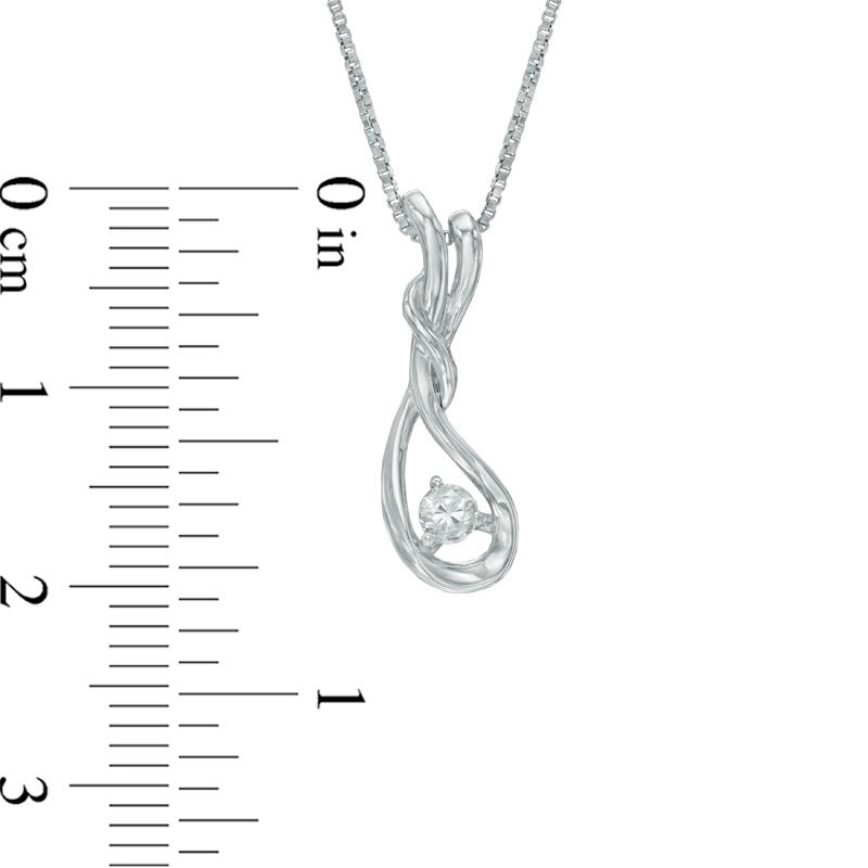 Main Image 2 of Previously Owned - 0.10 CT.   Diamond Cascading Teardrop Pendant in Sterling Silver (I/I2)