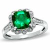 Thumbnail Image 1 of Previously Owned - 8.0mm Cushion-Cut Lab-Created Emerald Vintage-Style Ring in Sterling Silver