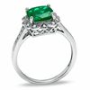 Thumbnail Image 2 of Previously Owned - 8.0mm Cushion-Cut Lab-Created Emerald Vintage-Style Ring in Sterling Silver