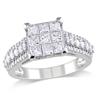 Previously Owned - 1.50 CT. T.W. Princess-Cut Composite Diamond Ring in 10K White Gold