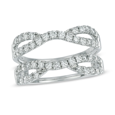 Previously Owned - 0.97 CT. T.W. Diamond Twist Contour Solitaire Enhancer in 14K White Gold