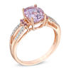 Thumbnail Image 1 of Previously Owned - Oval Rose de France Amethyst and Lab-Created White Sapphire Ring in 10K Rose Gold
